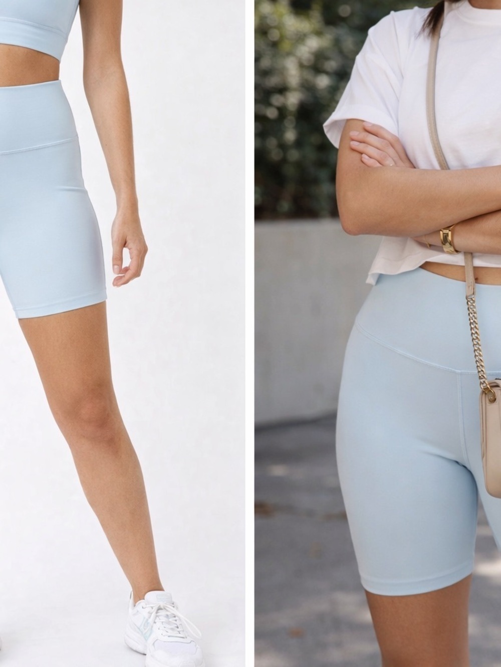 Nodstrom Alice + Olivia High Waist Biker Shorts Light Blue Size L Stretch